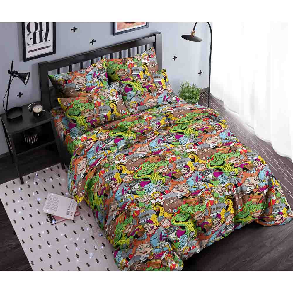 BY Сказка Комплект постельного белья 1,5 с нав. 50х70 (4 пр.), поплин 110гр/м, 100% хлопок - #1