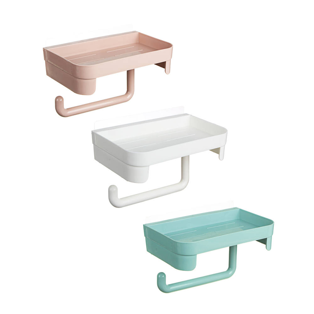 VETTA Держатель туалетной бумаги с полочкой самоклеящийся, пластик, 11х11,5х18см, 3 цвета - #1