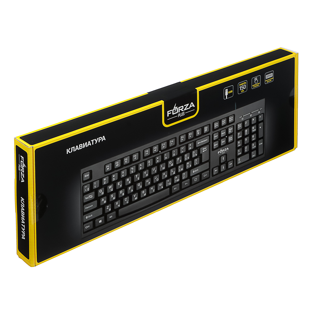 FORZA Клавиатура проводная мембранная Usual 104кл.,белая кириллица, USB, каб. 150см,черный - #2
