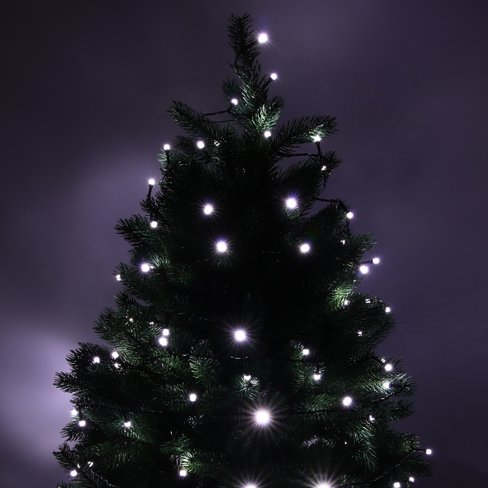 СНОУ БУМ Гирлянда эл. вьюн 10м, 100LED, "Алмазная" насадка, белый, 8 режимов, ПВХ черный, 220В - #10