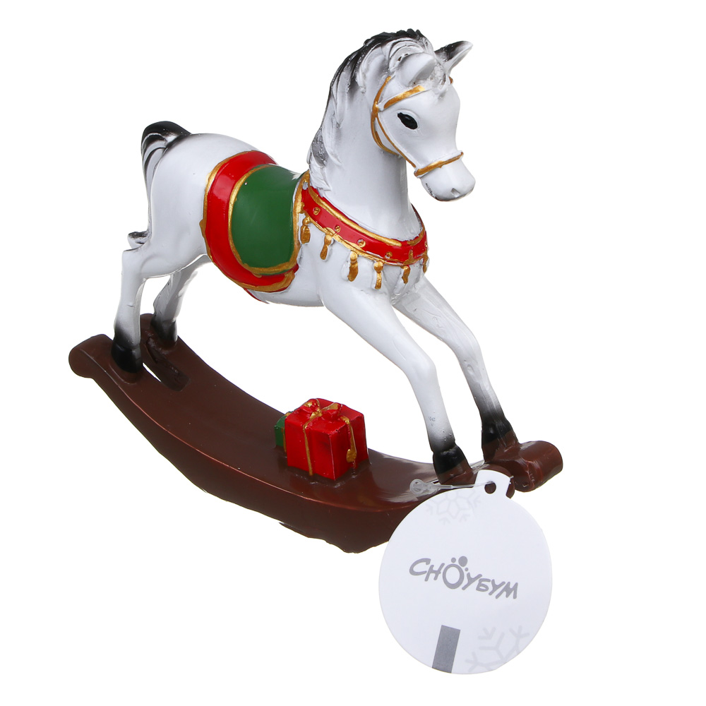 СНОУ БУМ Декоративная фигура "Конь-качалка", полистоун, белый, 15,5x3x14 см - #6