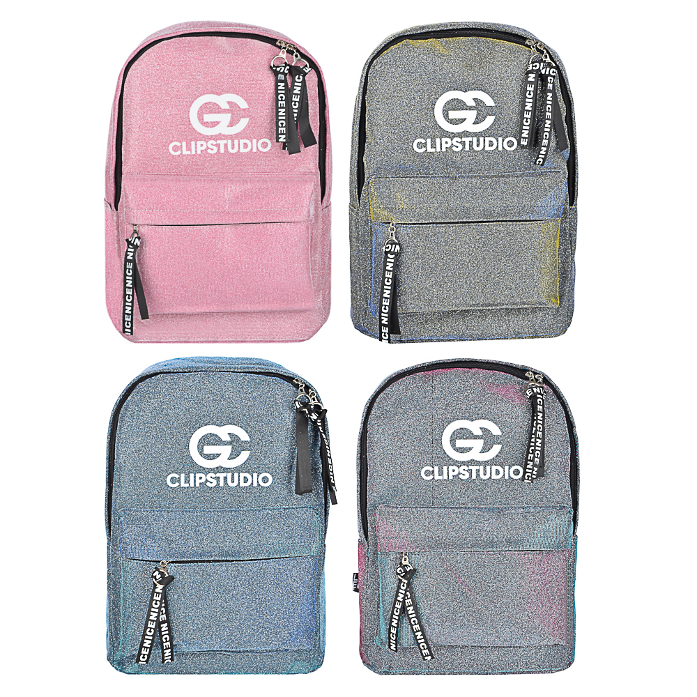 Рюкзак подростковый, 41x31x11,5см, 1 отделение, 3 кармана, радужный полиэстер с блестками, 3 цвета - #2