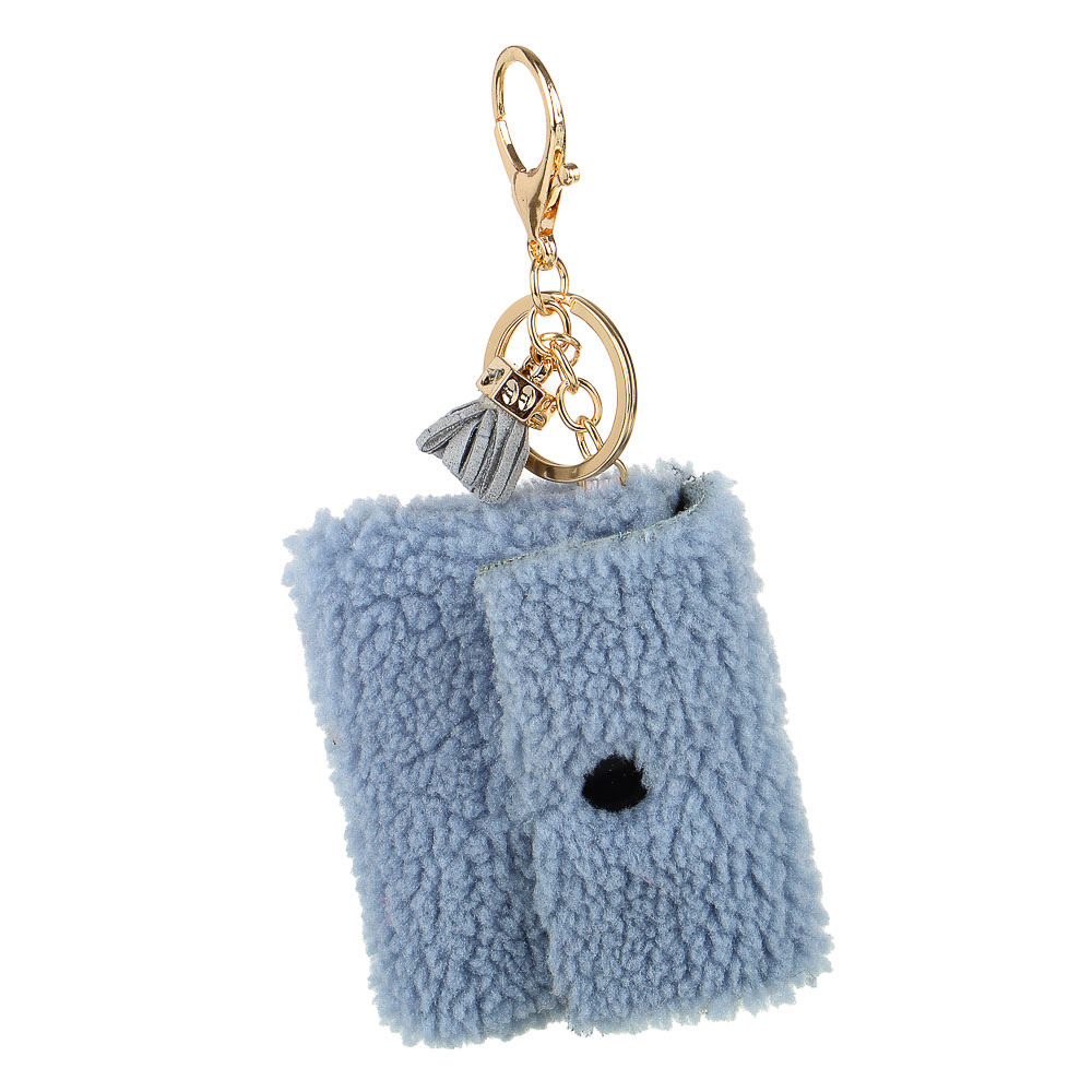 Брелок - кошелек для мелочи, 7x9см, плюш, металлический карабин, 4 цвета - #1