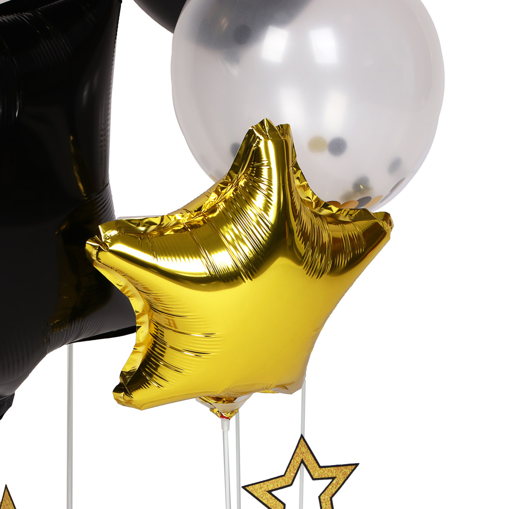 Набор воздушных шаров тм Fntastic 6 шт с подставкой, фольга, пластик, картон, "Happy Birthday", черн - #4