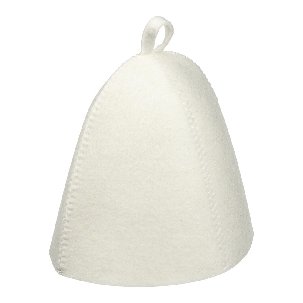 Шапка банная без вышивки Амонд (эконом), войлок белый/серый - #4