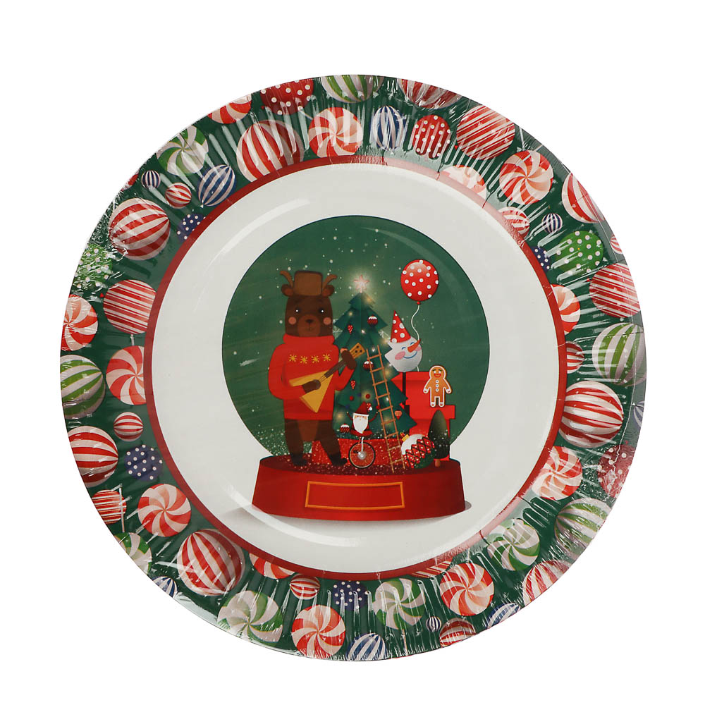 Набор бумажных тарелок Рождественская сказка, 6 шт d=230 мм - #4