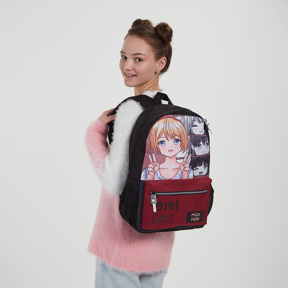 Японский стиль Рюкзак подростковый 43,5х29х13,5см, 1 отд., 3 карм., ПЭ, нашивка и пулеры из силикона - #9