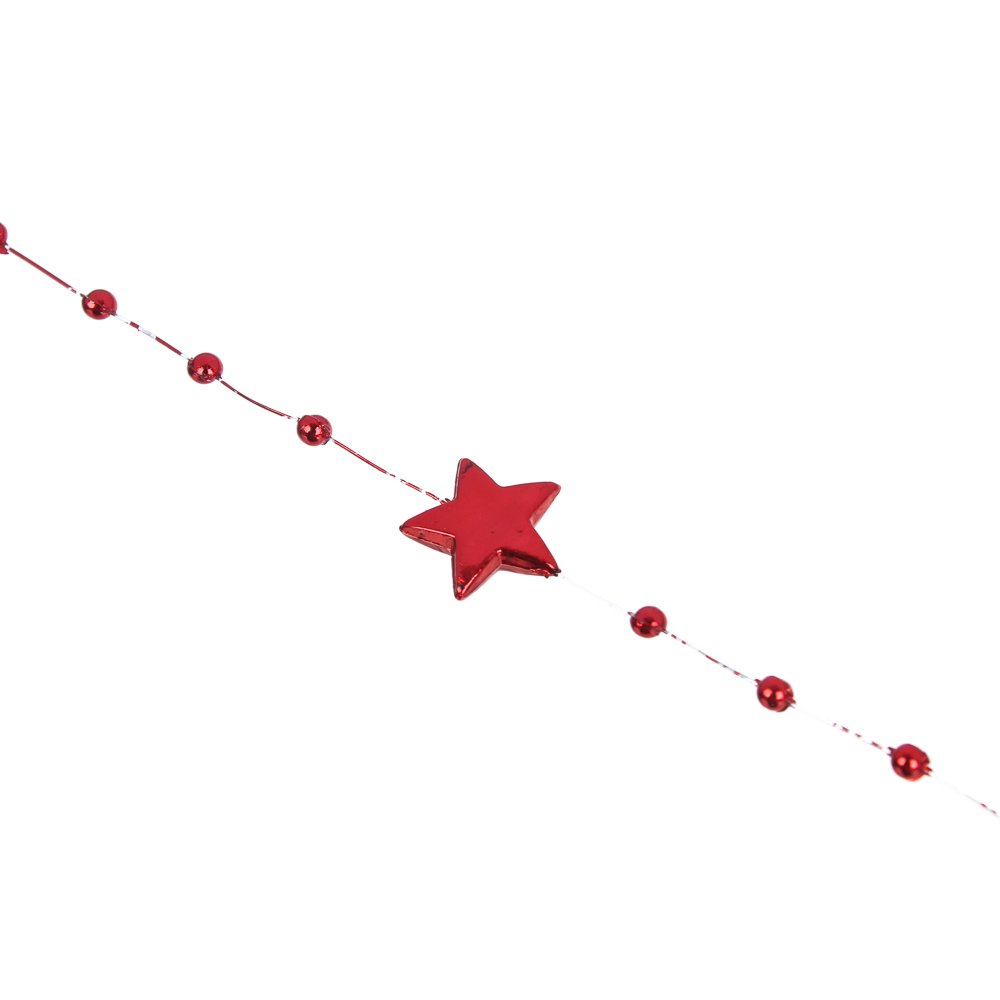 СНОУ БУМ Бусы декоративные, шары и звезды, 200см, пластик, цвет красный (А03) - #2