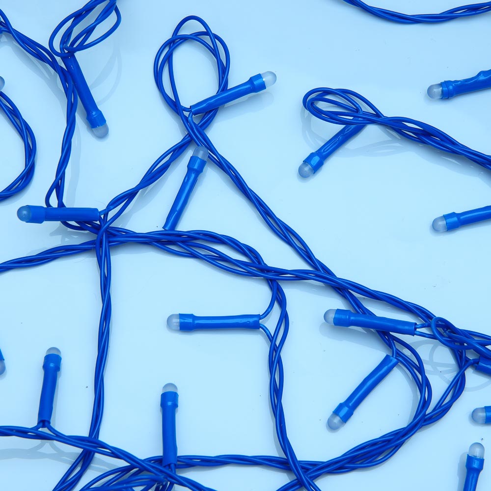 СНОУ БУМ Гирлянда эл. вьюн 10м, 100LED, синий, 8 режимов, ПВХ синий, 220В - #10