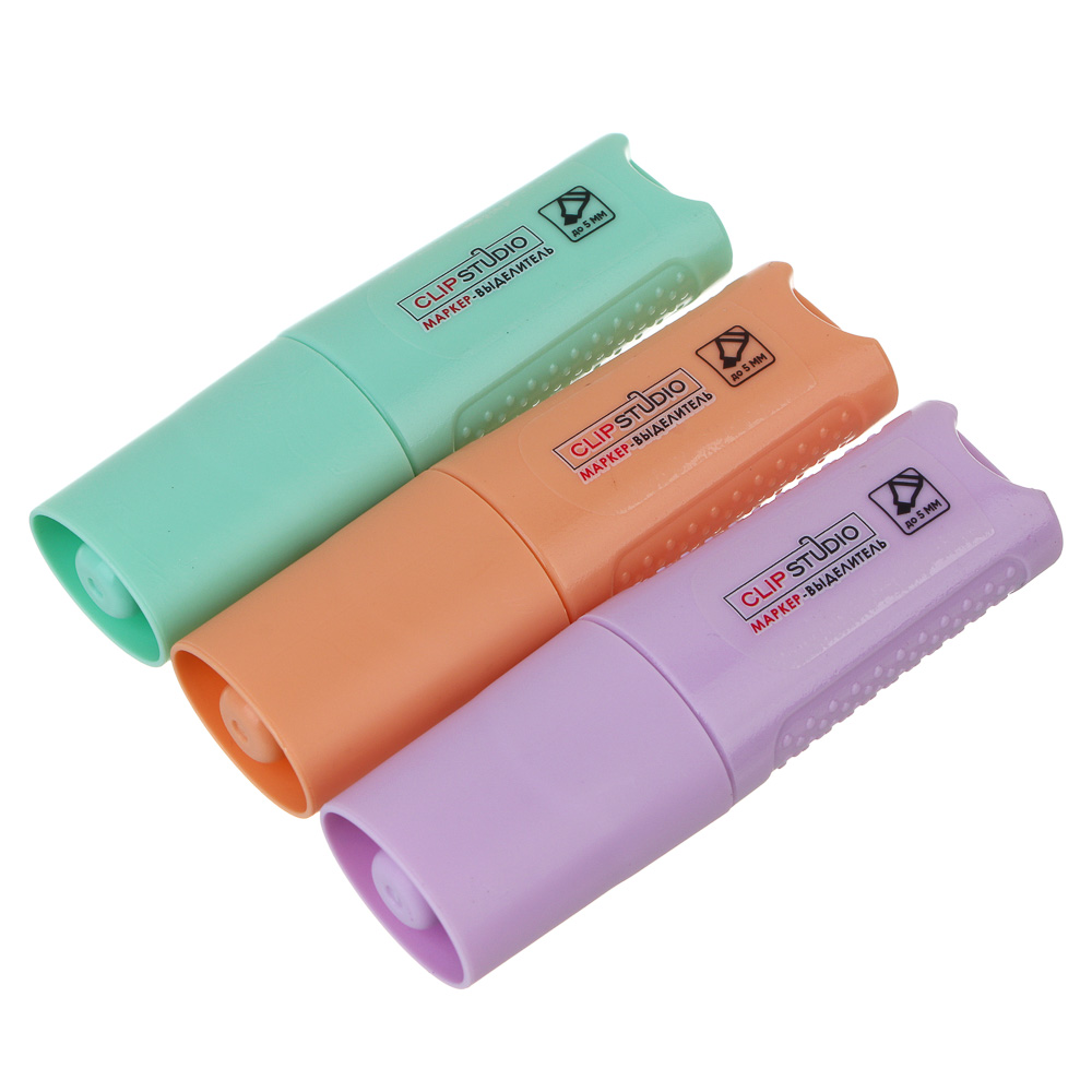 ClipStudio Текстовыделители мини, толщина линии 4.8 мм, набор 3 цвета, ОПП пакет с подвесом - #1