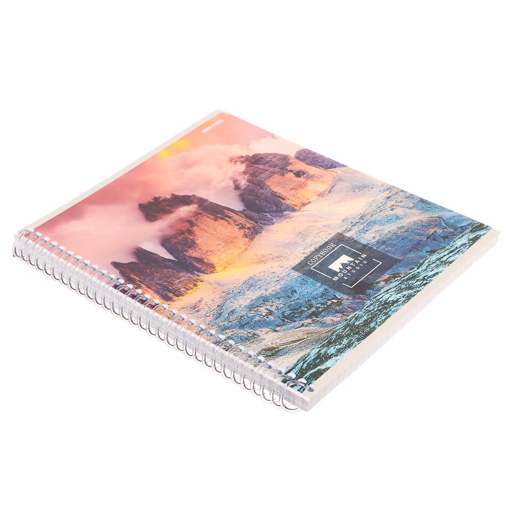 Тетрадь общая, 96 листов, в клетку, БЕЛЫЕ ЛИСТЫ, обл.мел. картон, спираль, микс - #23