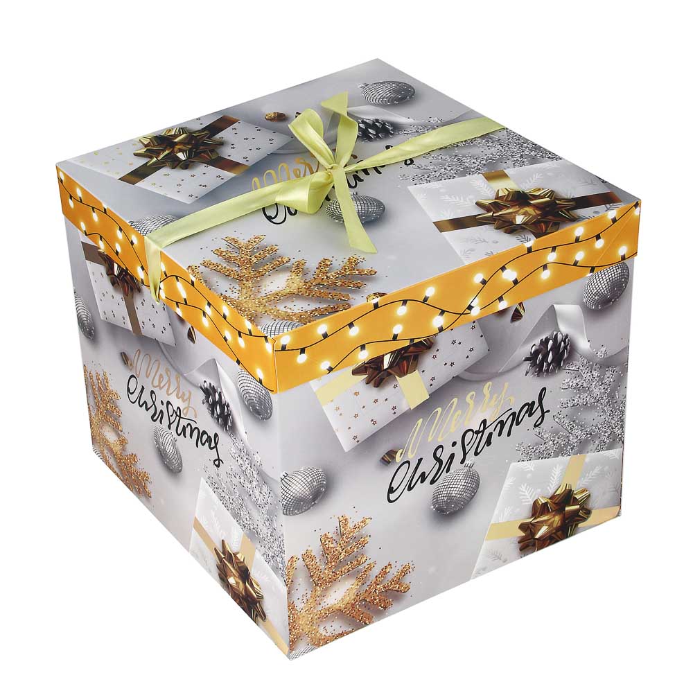 Коробка подарочная Сноубум фольгированная, 25х25х25 см - #3