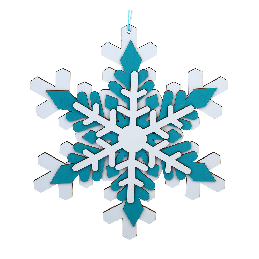 СНОУ БУМ Сувенир подвеска в виде снежинки, 23 см, дерево, 2 дизайна - #2