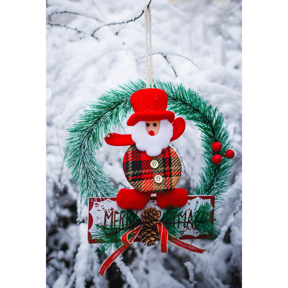 Украшение декоративное Сноубум в виде рождественского венка, 25 см - #6