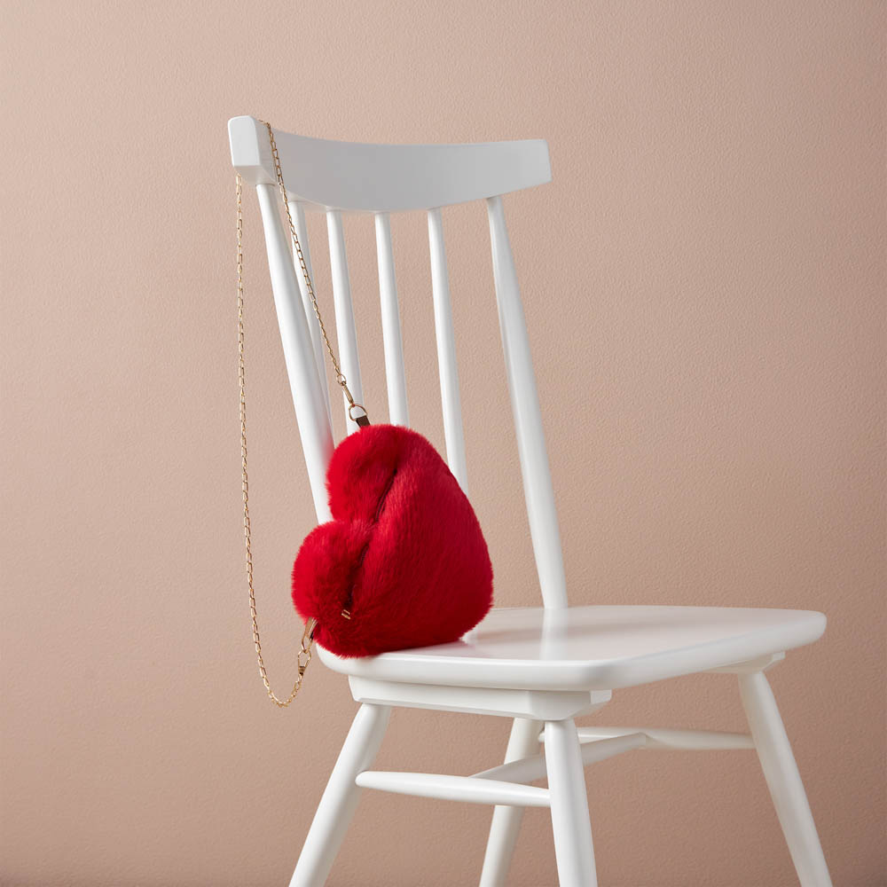 Сумочка мягкая в виде сердца, с цепочкой, полиэстер, 26x22 см, 2 цвета, красный, розовый - #11