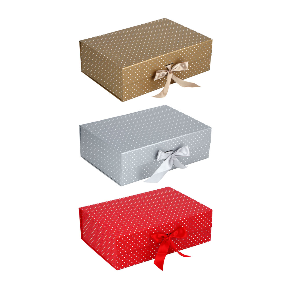 Коробка подарочная, картонная, складная, с лентой, 28x20x9 см, 3 цвета - #1