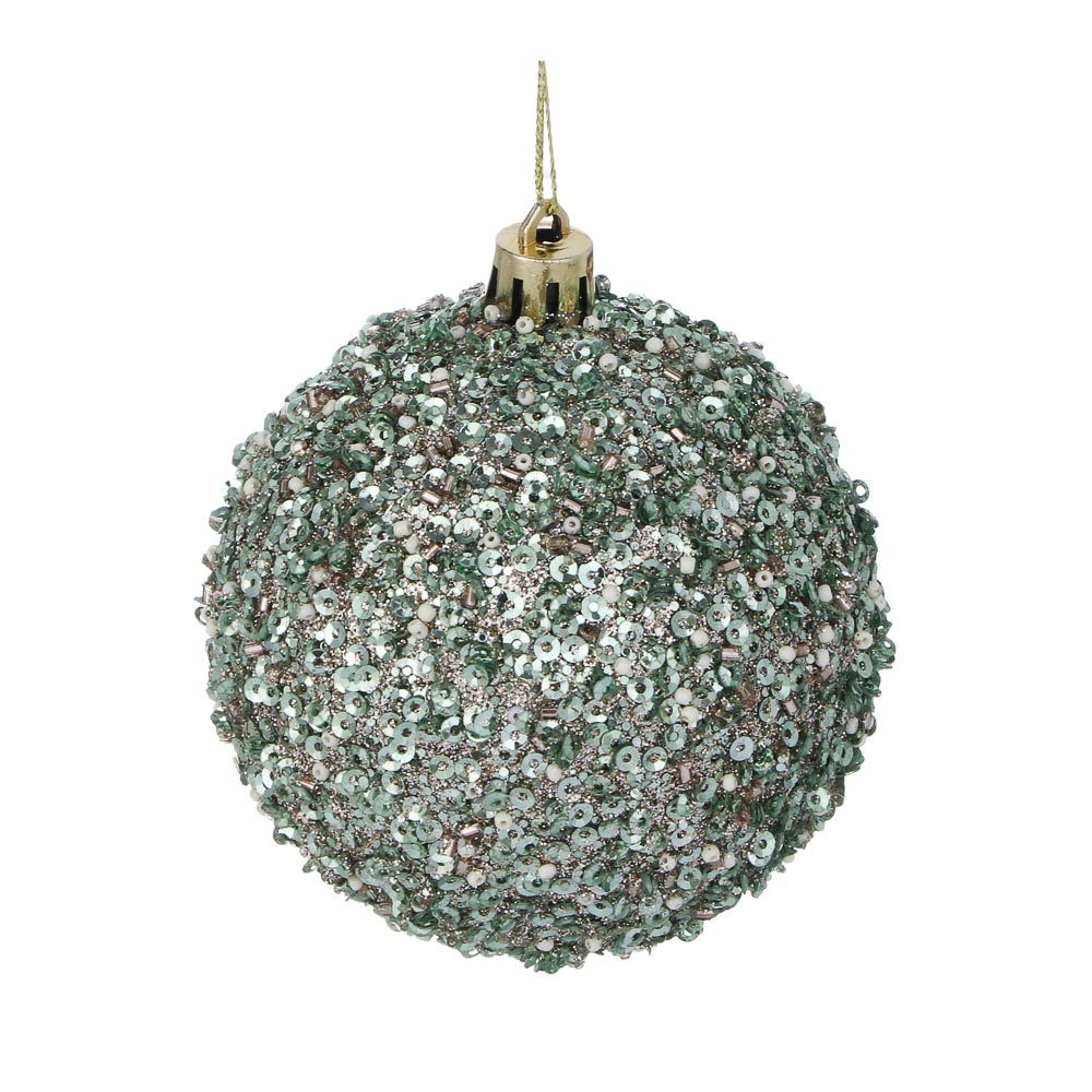 СНОУ БУМ Шар пластик 8 см, зеленый, в обсыпке - #2