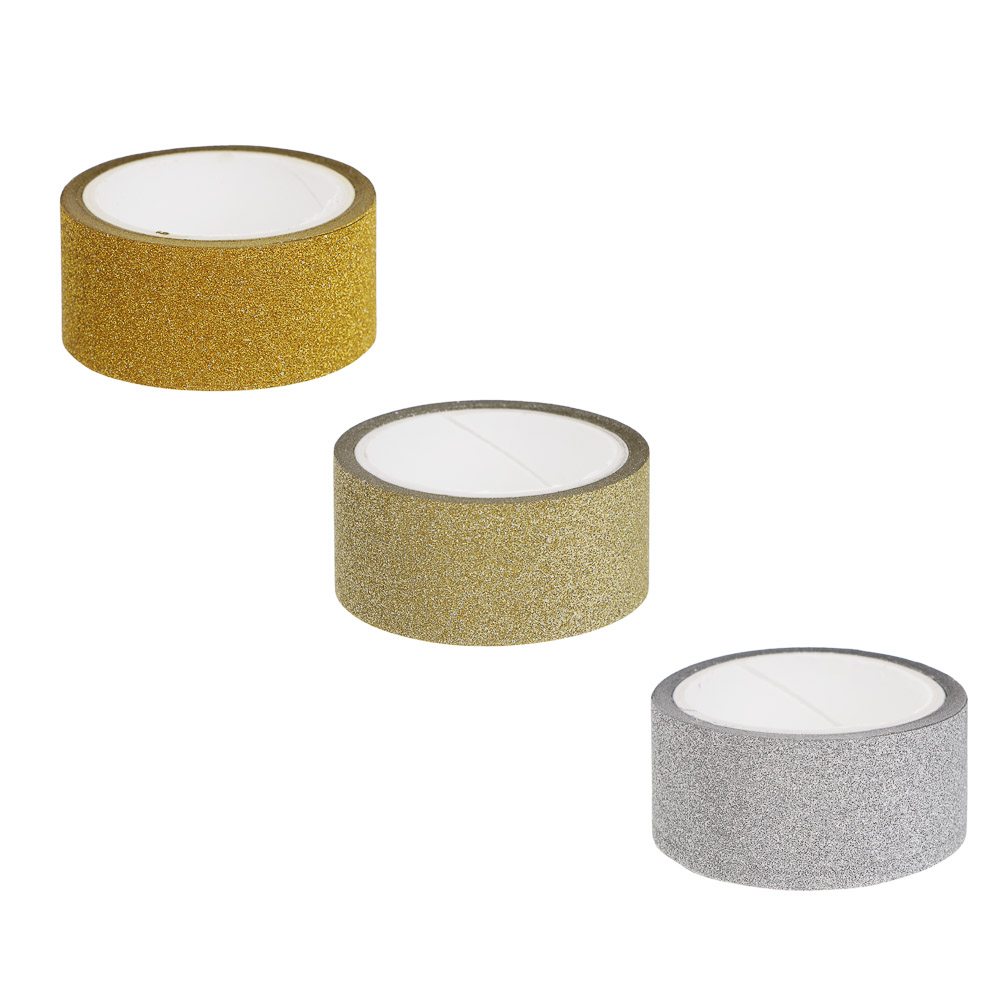 Набор клейкой ленты тм Сноубум, 3 шт, 1,5см x 3 м, бумага, 2 диз. - #2