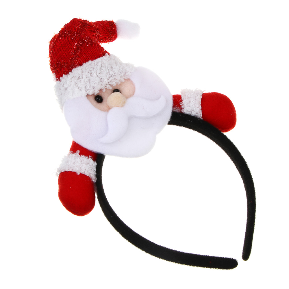 СНОУ БУМ Ободок новогодний, диаметр 12см, полиэстер, пластик, 3 дизайна - #4