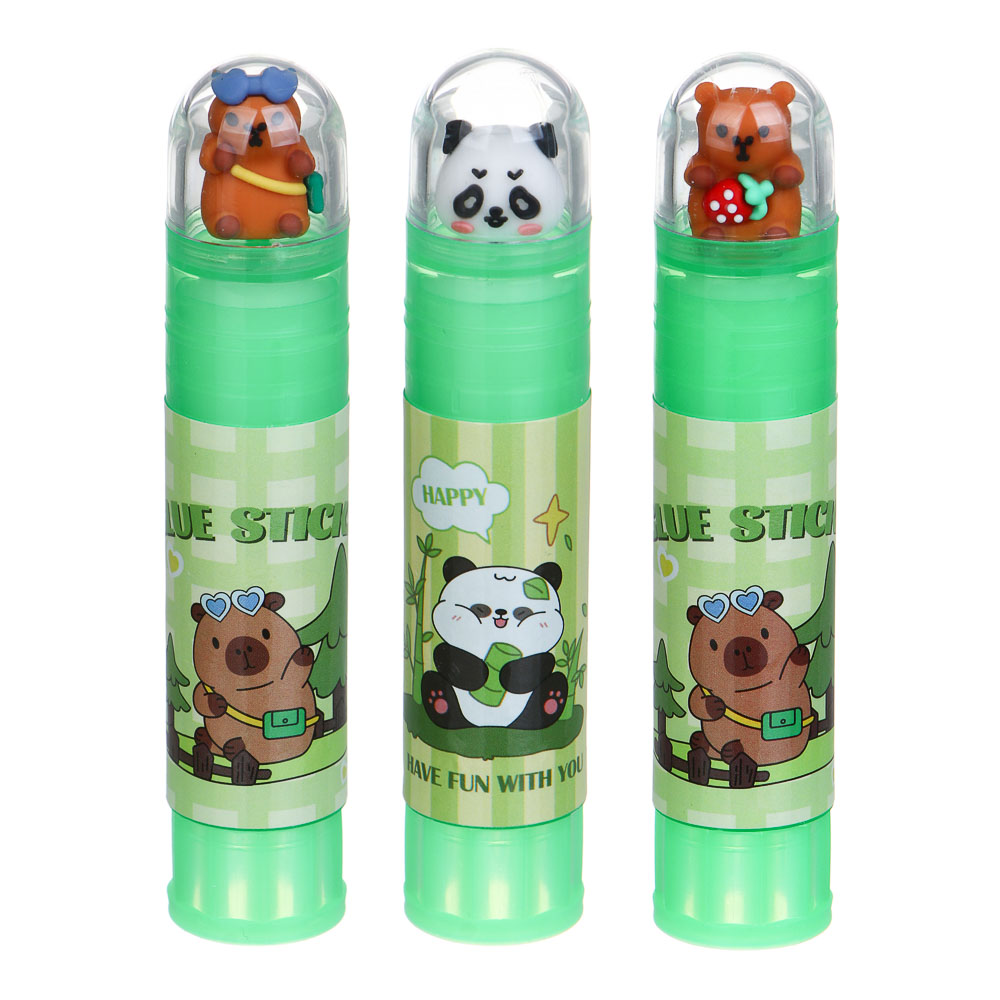 Клей-карандаш 8гр, ПВА, "Панда/Капибара", микс 3 дизайна, шоу-бокс - #1