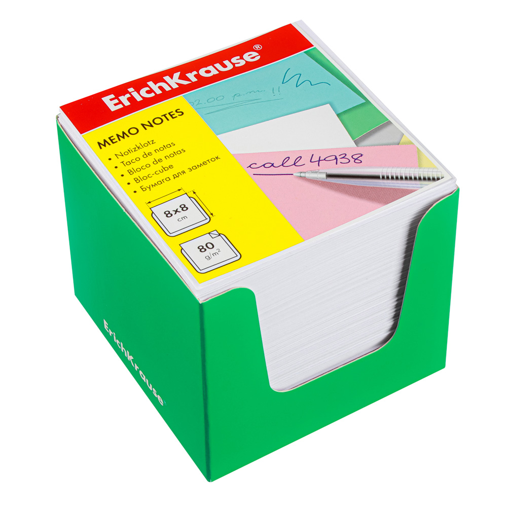 Erich Krause Блок для записей, 8x8х8см, белый блок, в пластиковом коробе, 2 цв.короба, 36987, 36988 - #2