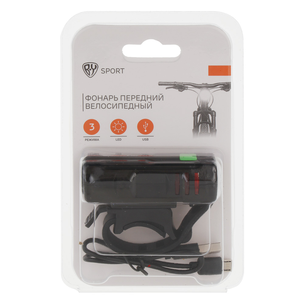 Фонарь велосипедный передний, тм BY SPORT, 3 режима, 1LED, USB - #8