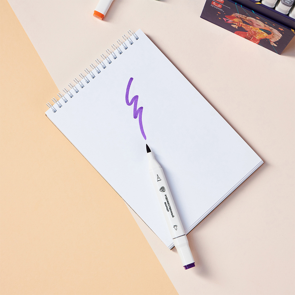 BY Русские Супергерои Маркеры худож., 36цв., 2-стор. (круг./кисточка), коробка-подставка на магните - #16