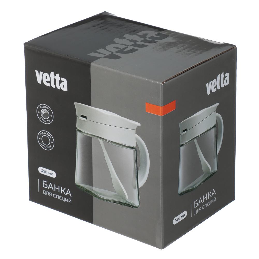 VETTA Банка для специй, 350 мл, стекло, пластик, белый - #5