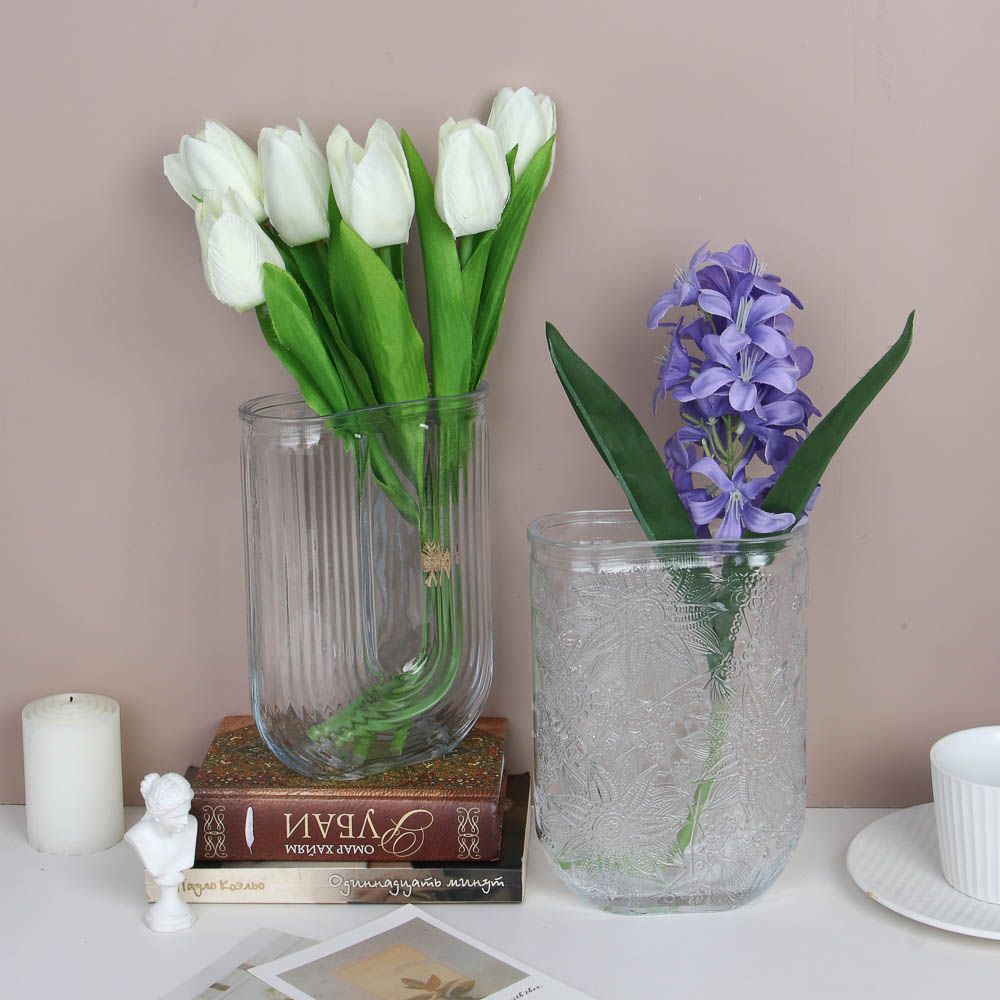 Ваза стеклянная, 13х6х18 см, 2 дизайна - #7