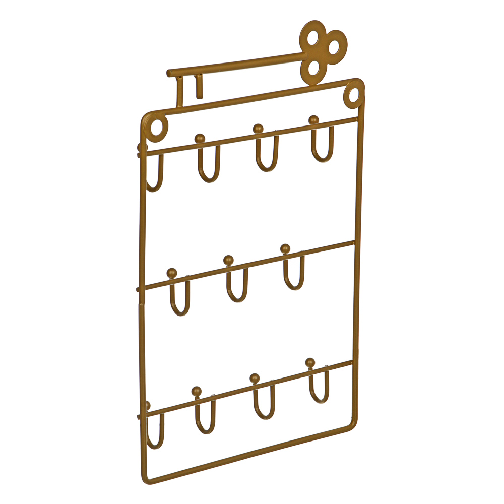 Ключница открытого типа на 11 крючков, 24х16 см, железо, цвет золотой - #3