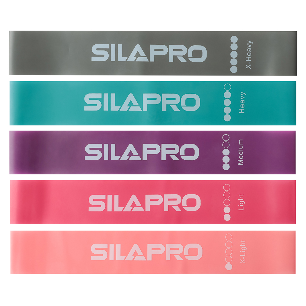 SILAPRO Набор фитнес резинок 5шт (2,5кг, 4,5кг,7кг, 9кг, 14кг), 60х5см, латекс - #1