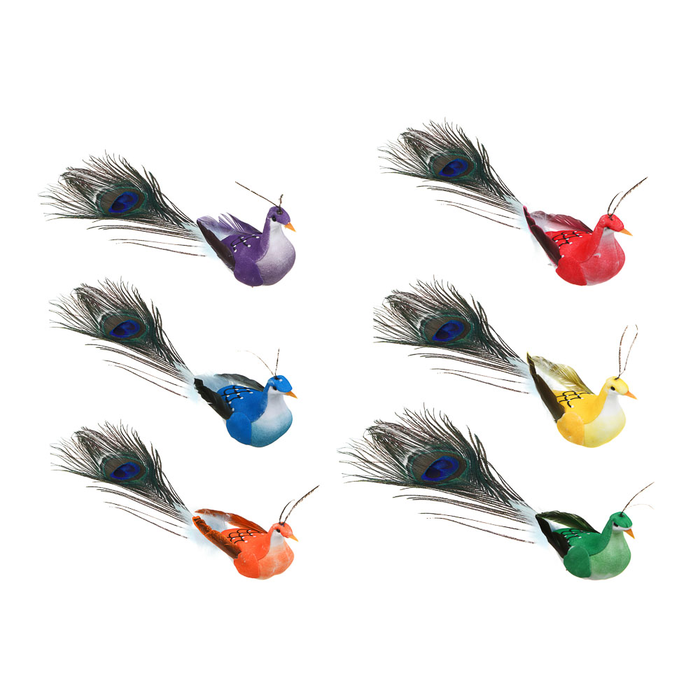 INBLOOM Птица на прищепке Павлин 18см, пенополистирол, перо - #1