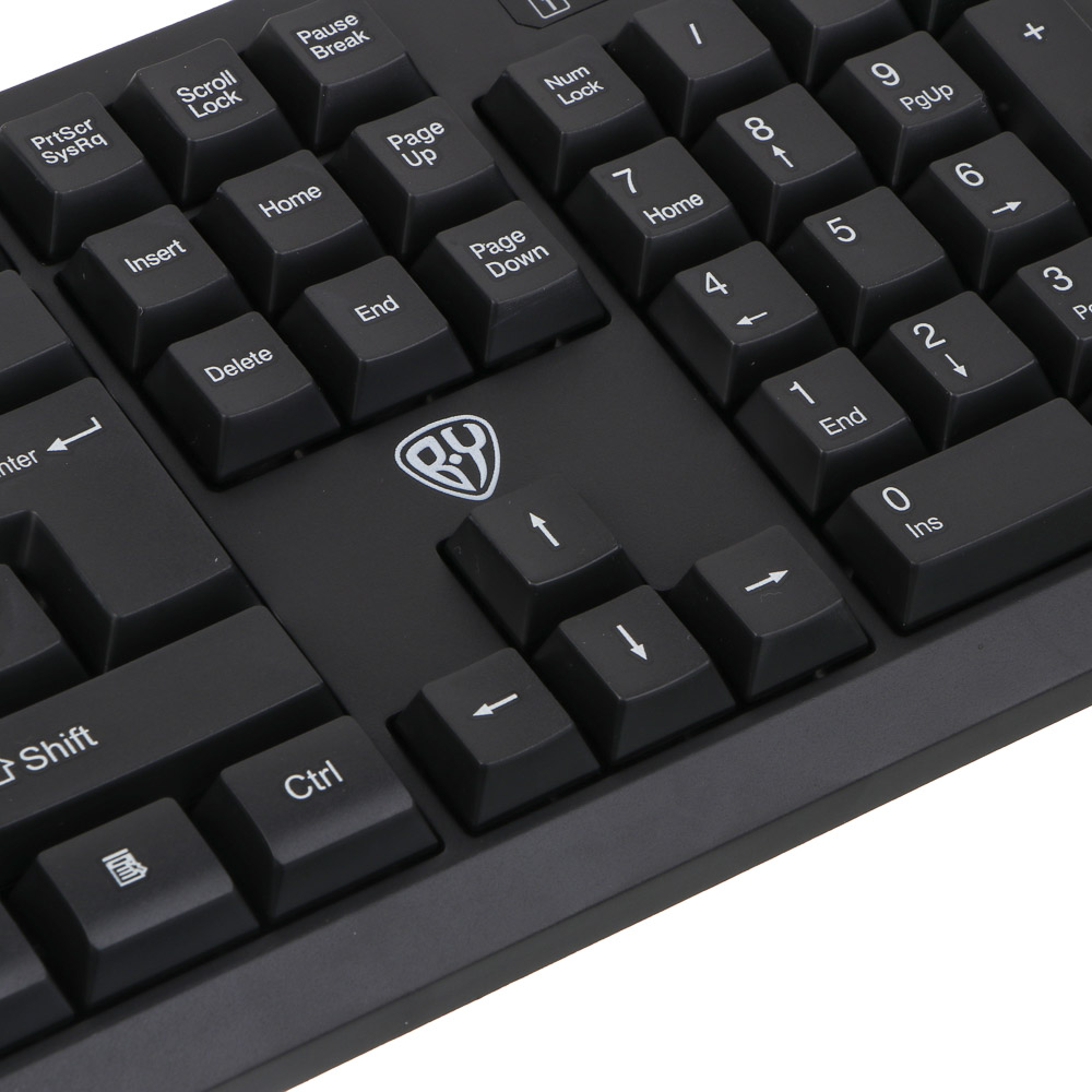 Клавиатура проводная BY PROMO, мембранная, 104кл., белая кириллица, USB, каб. 135см, черный - #5