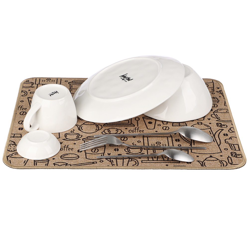 VETTA Коврик для сушки посуды, 40x30 см, искусственный лен, резина - #9