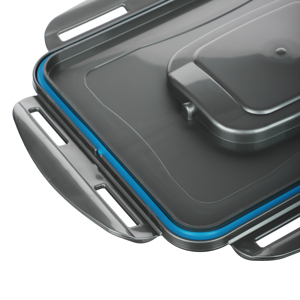 Контейнер герметичный с защелками с ручкой 4,5л, серая крышка, пластик - #6