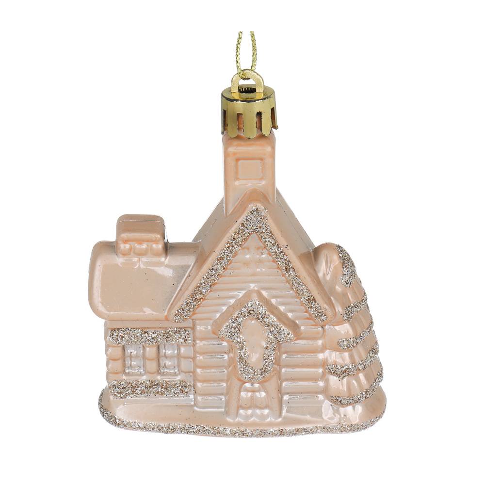СНОУ БУМ Подвеска декоративная "Домик", 6.5х8х2.5 см, 1 шт, пластик, глиттер, 3 дизайна - #2