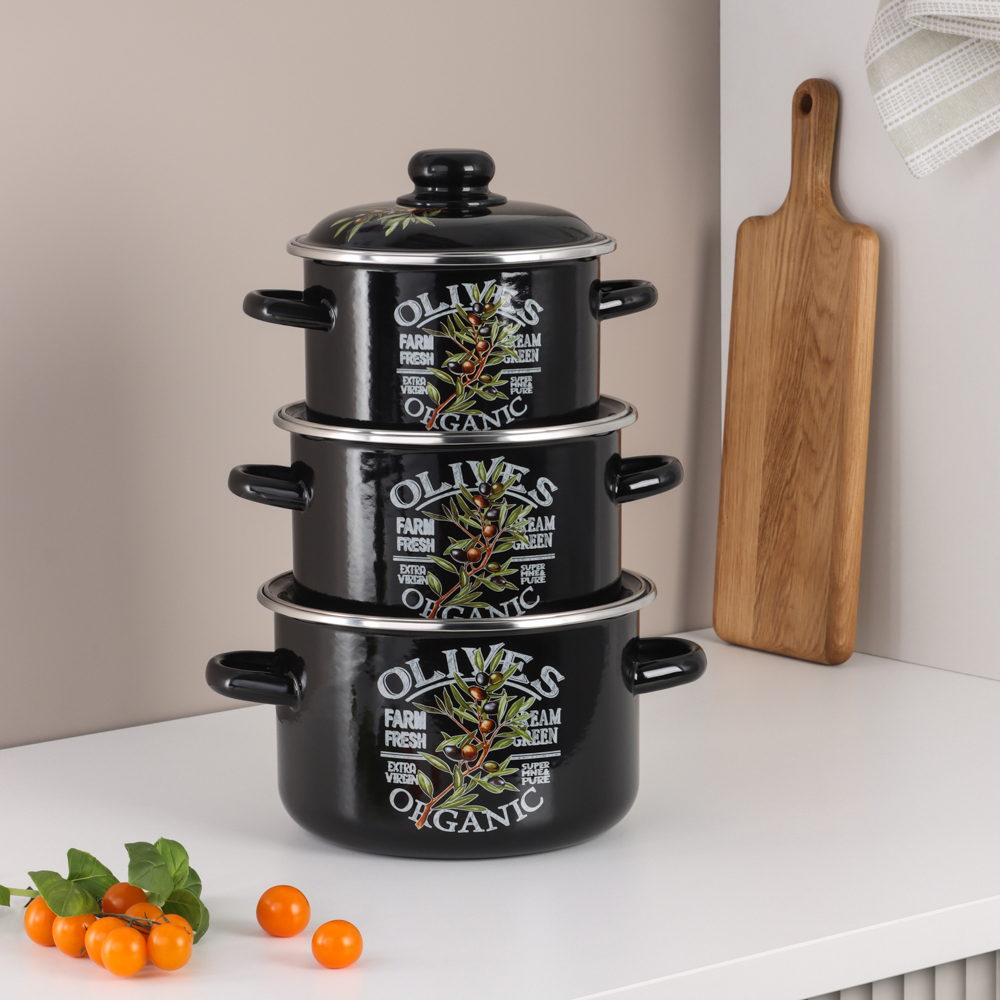 Ветка оливы Кастрюля эмалированная 2л - #8