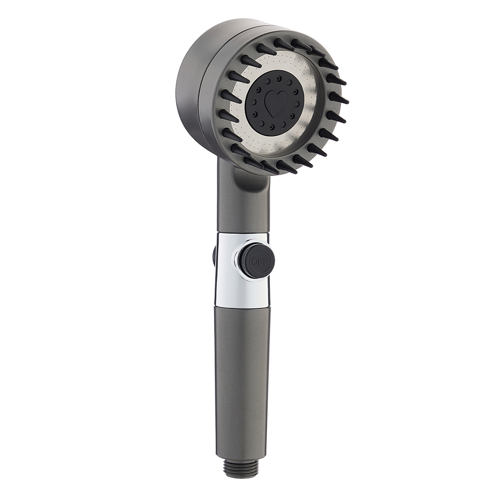 Лейка для душа с массажным эффектом, 3 режима, с фильтром очистки воды, графит - #1