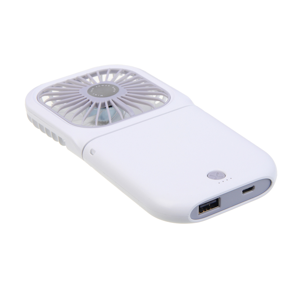Вентилятор ручной складной с пауэрбэнком тм LEBEN 3.7в/1200мАч, USB-кабель, белый - #6