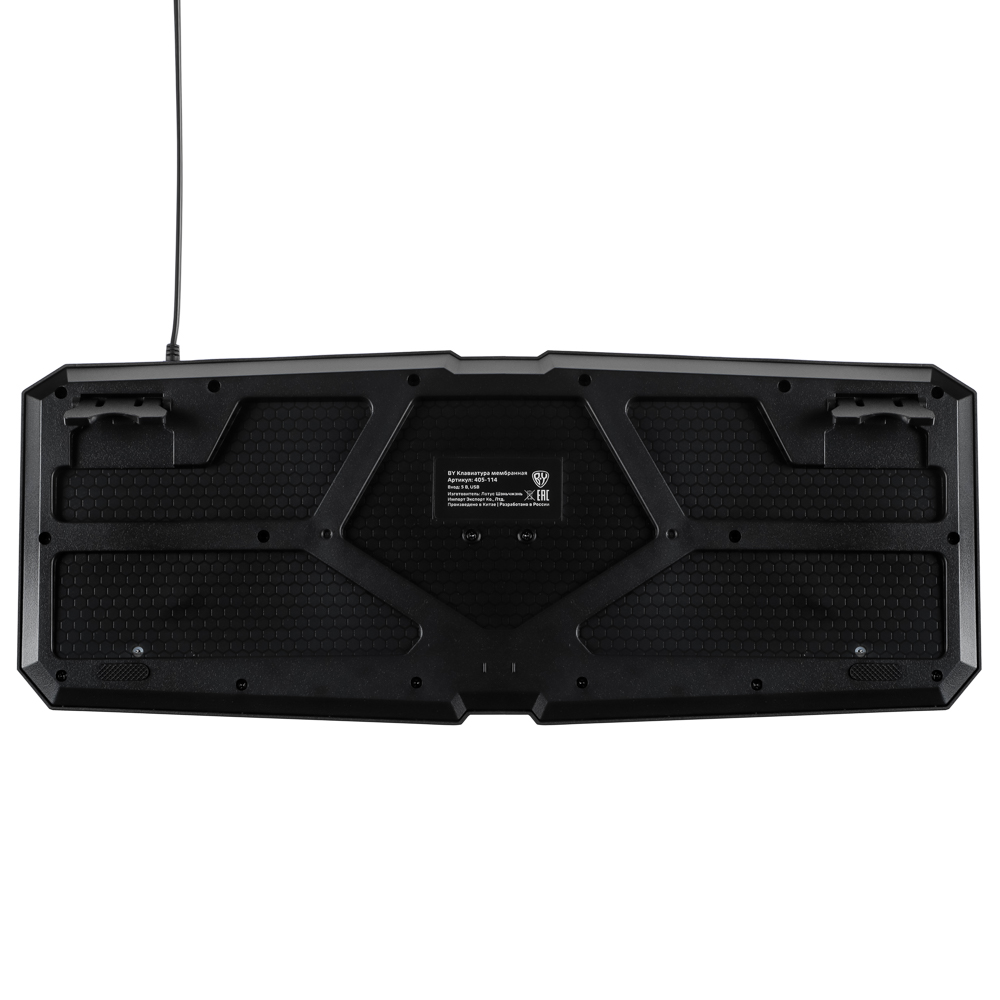 BY Клавиатура мембранная 114кл., Rainbow подсветка, синяя кириллица, кабель 165см, чёрный - #6
