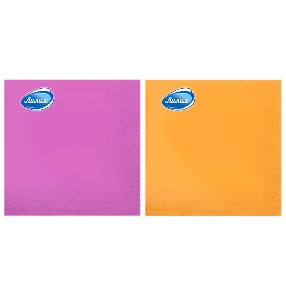 Салфетки бумажные Лилия Желтый/Розовый, 33х33см, 2 слоя, 20л - #1