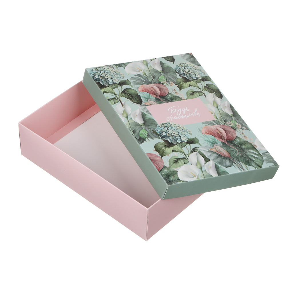 Коробка подарочная складная, бумага, 23х17х6 см, дизайн цветы - #2