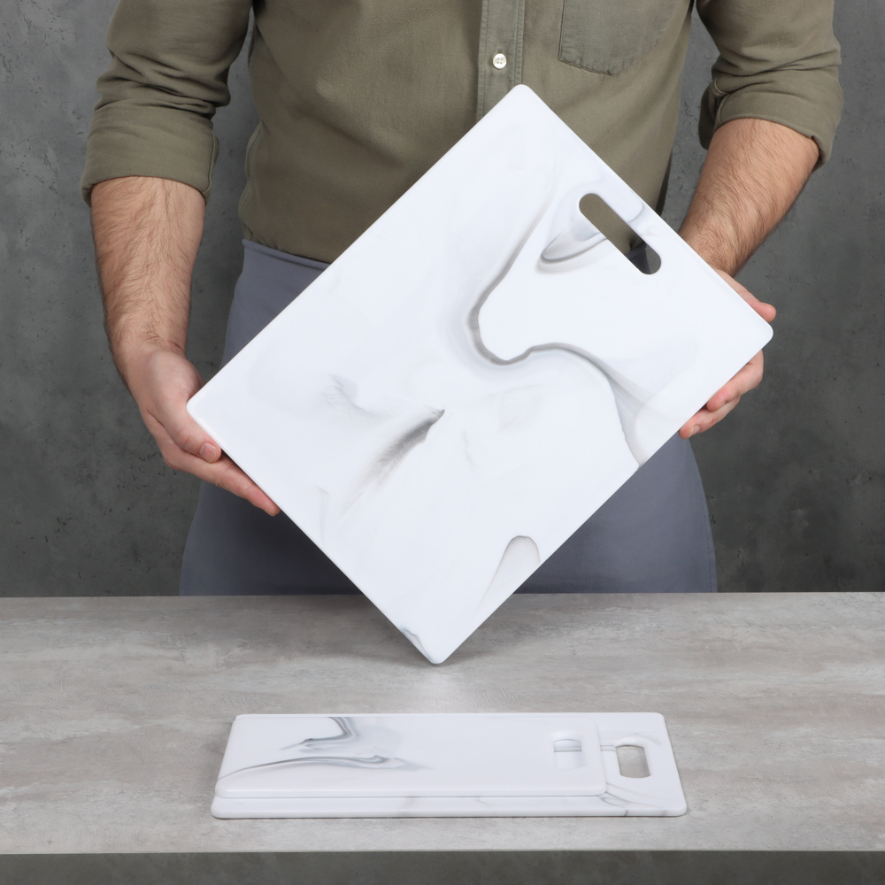 SATOSHI Мрамор Набор досок разделочных 3шт 36,5х27,5х0,6см, 30х20х0,6см, 25х15х0,6см, пластик - #10