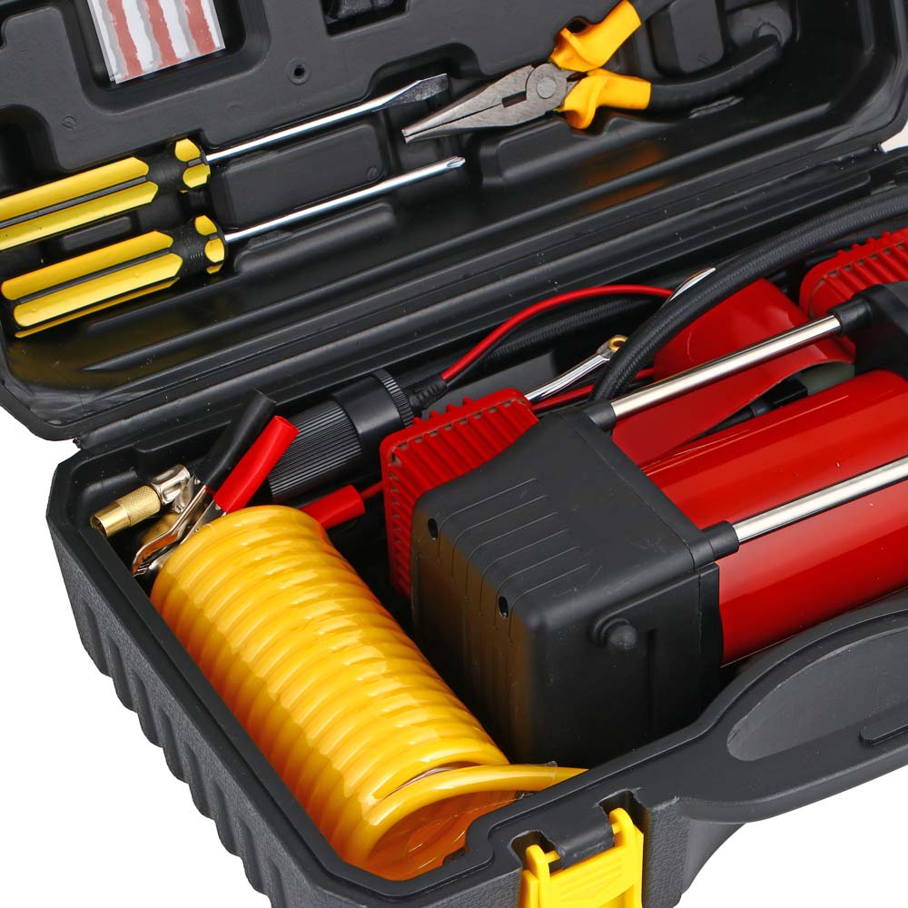 ЕРМАК Набор 12 предметов с 2-х поршневым компрессором 12В, 60л/мин, 180Вт - #7