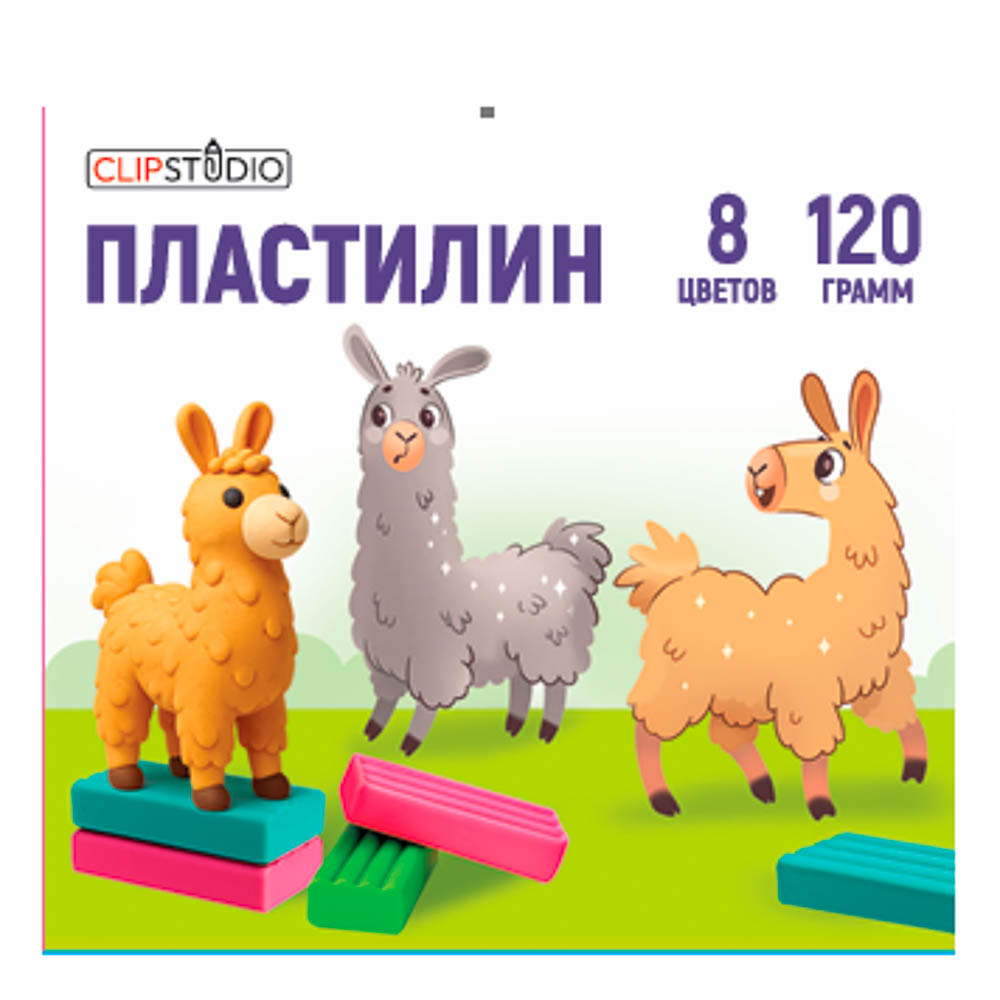 Пластилин 8цв. ClipStudio 120 грамм, в картонном выдвижном пенале - #5