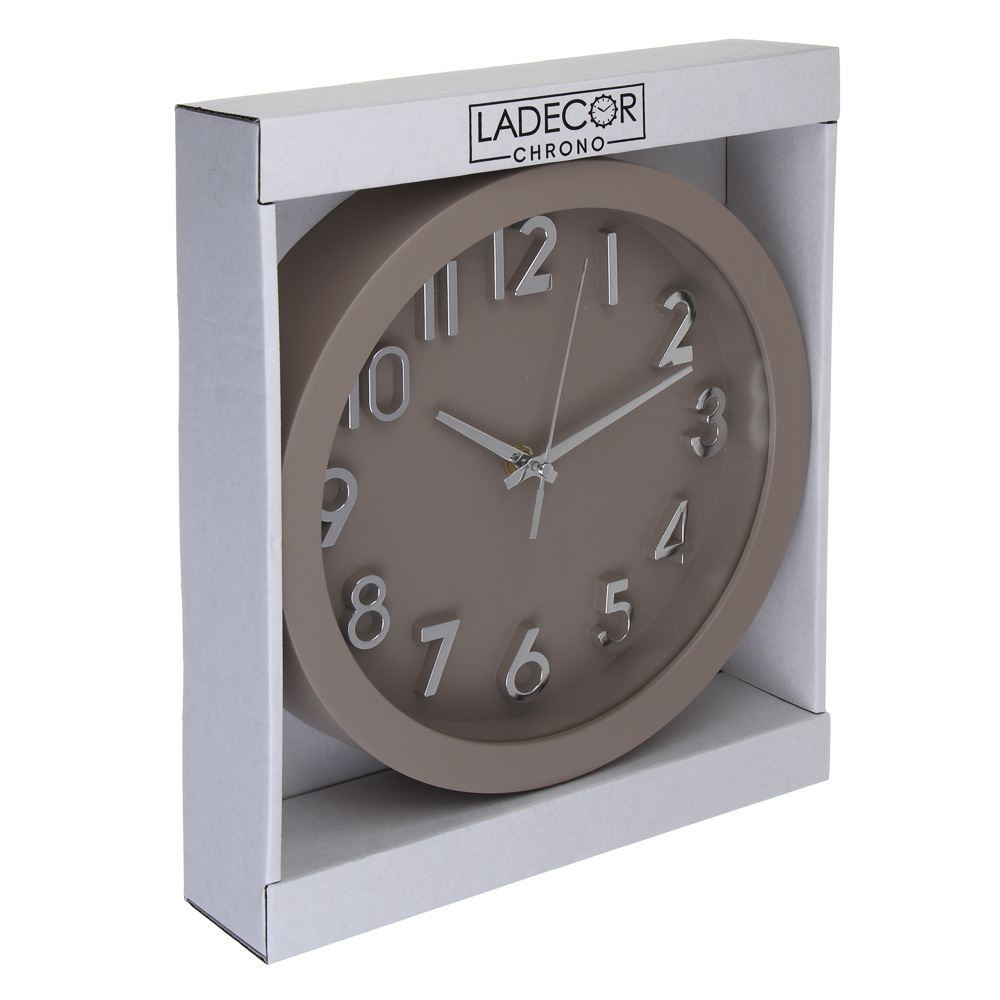 LADECOR CHRONO Часы настенные, круглые, 25x25x4,2 см, пластик, цвет бежевый - #4