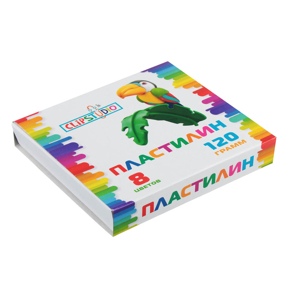 Пластилин 8цв. ClipStudio 120 грамм, в картонном выдвижном пенале - #2