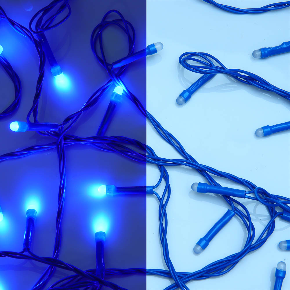 СНОУ БУМ Гирлянда эл. вьюн 10м, 100LED, синий, 8 режимов, ПВХ синий, 220В - #1