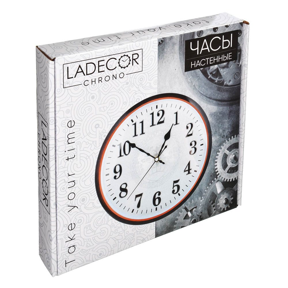 Часы настенные LADECOR CHRONO , "серебро/золото"  d29,5см, пластик, плавный ход, 1хАА, 2 цвета - #3