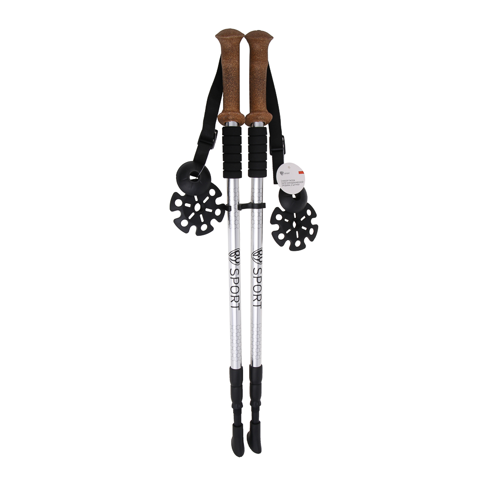 Набор палок для скандинавской ходьбы тм BY SPORT, 2шт, телескопические 65-135см, алюм 6061, пробка - #11